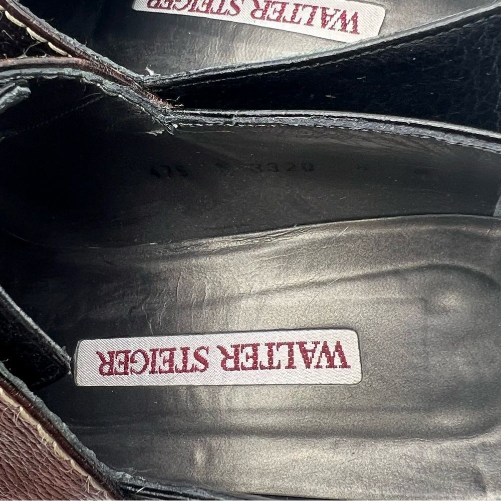 Walter Steiger Dark Brown with cream stitching Vintage Lace Up Loafers size 8 - Picture 4 of 11